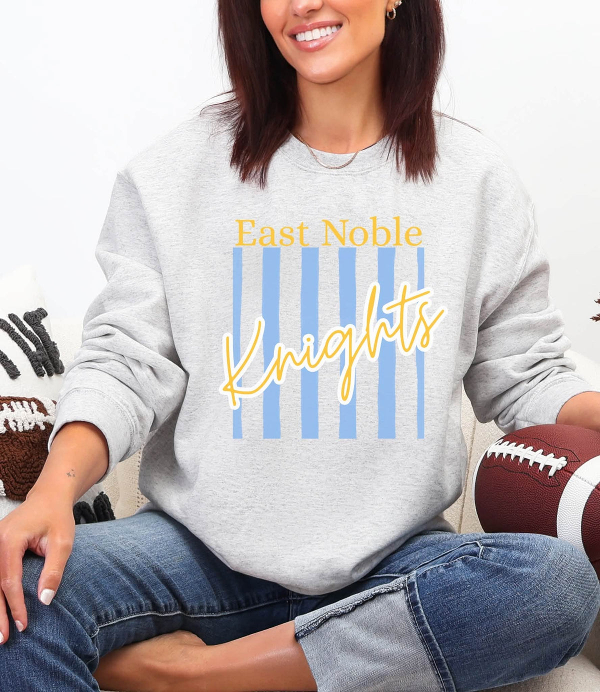 Striped East Noble Graphic Sweatshirt or Tee