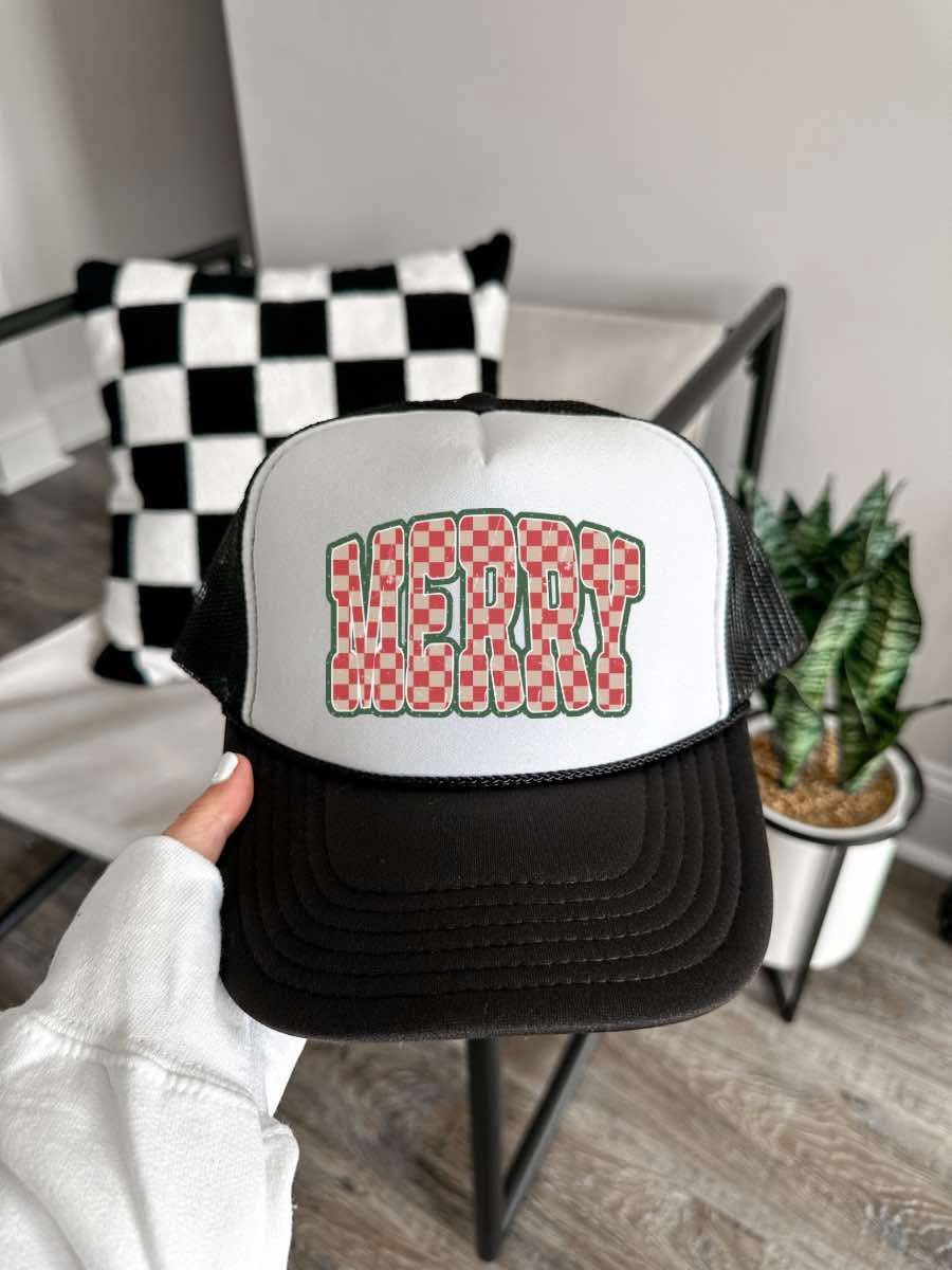 Checkerboard Merry Trucker Hat