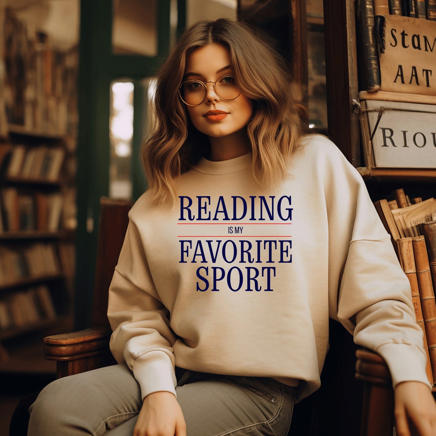 Reading Is My Favorite Sport Graphic Sweatshirt