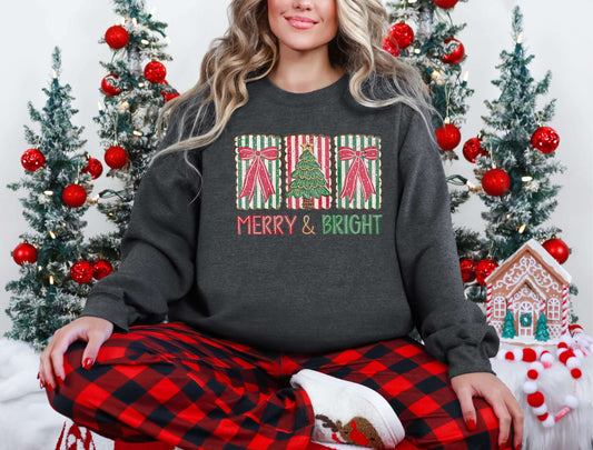 Trees & Bows Merry & Bright Graphic Sweatshirt