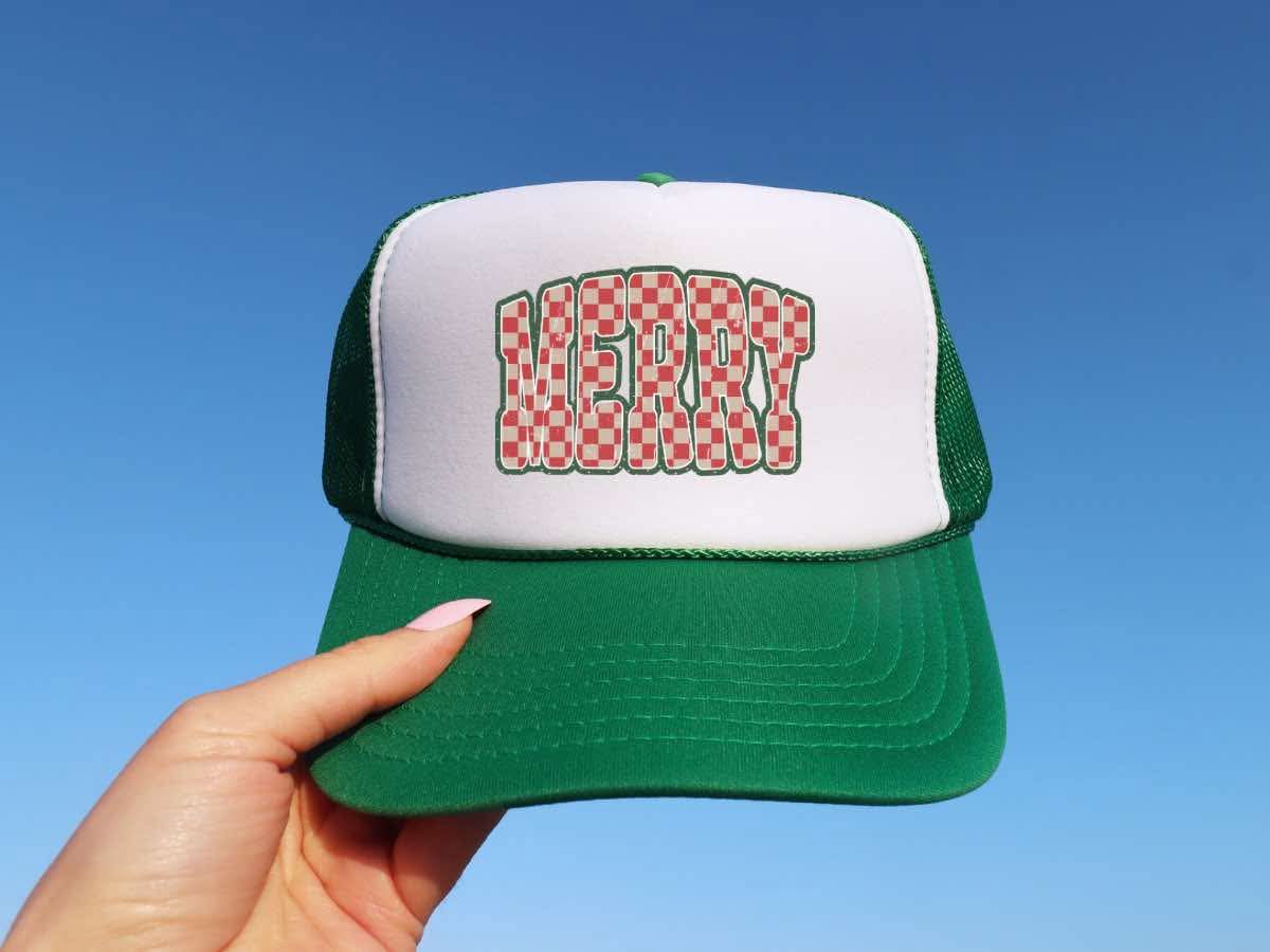 Checkerboard Merry Trucker Hat