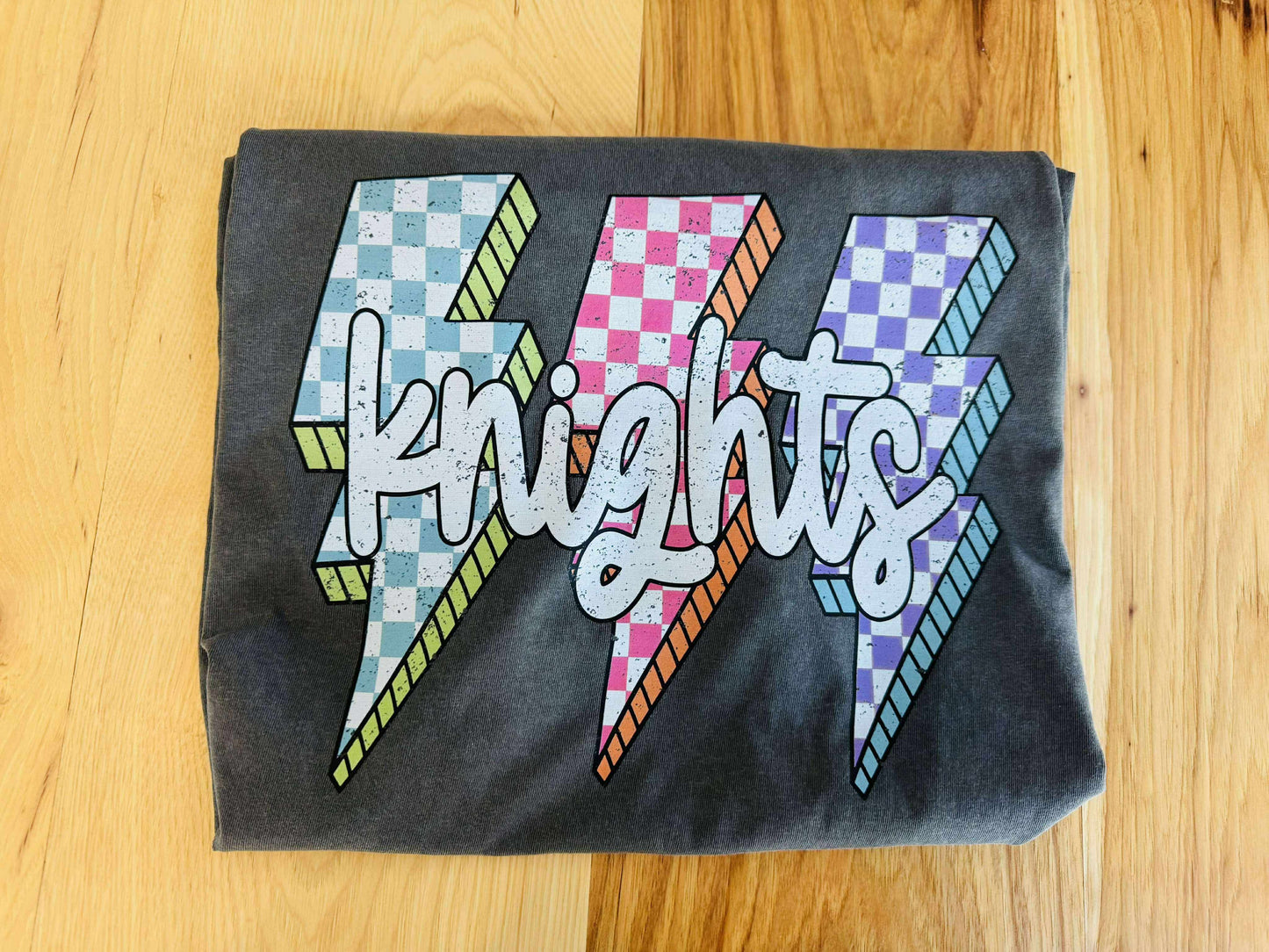 Neon Knights Checkered Bolt Graphic Tee