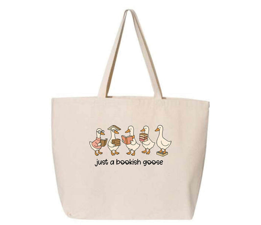 Just A Bookish Goose Canvas Tote Bag