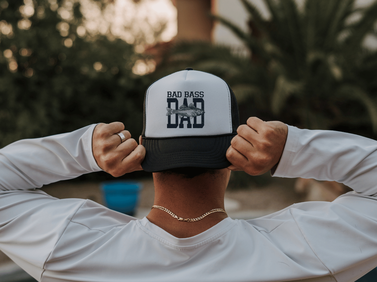 Bad Bass Dad Trucker Hat