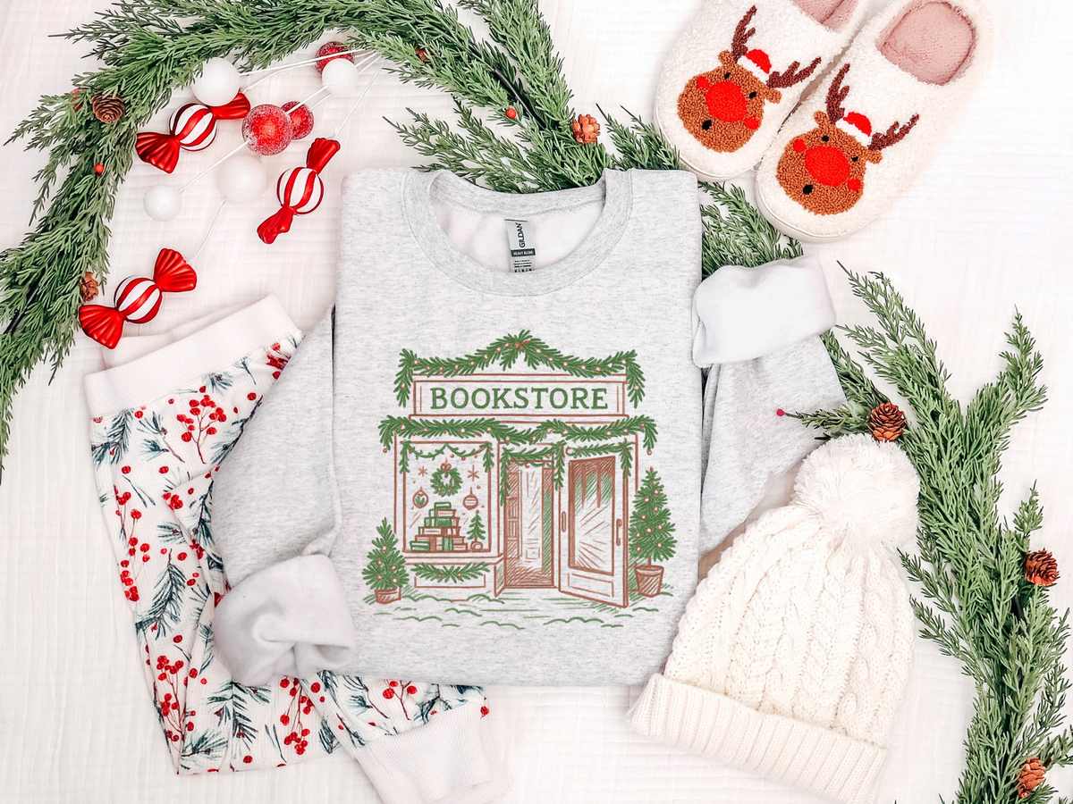 Christmas Bookstore Graphic Sweatshirt