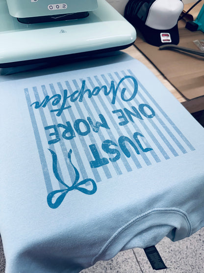 Just One More Chapter Stripes & Bow Graphic Sweatshirt