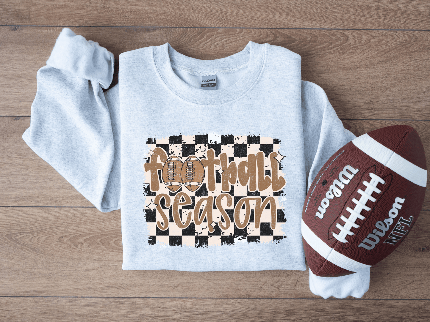 Football Season Checkerboard Ash Graphic Sweatshirt