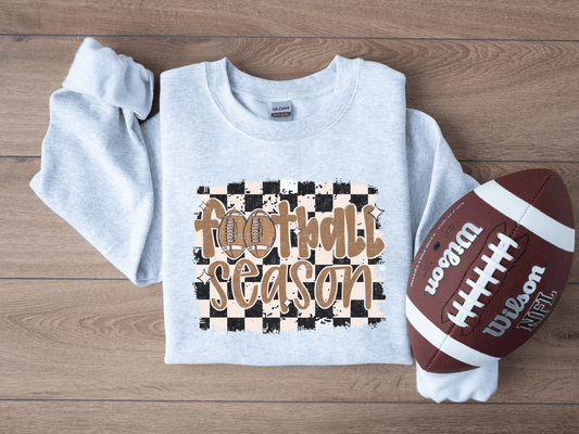 Football Season Checkerboard Ash Graphic Sweatshirt