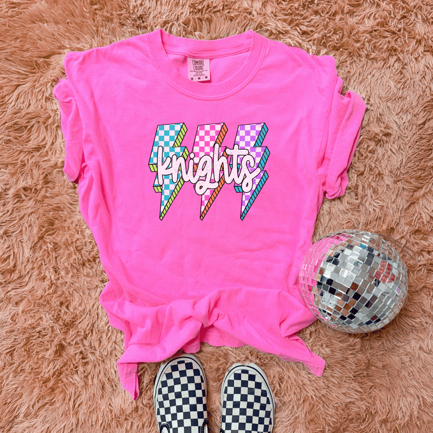 Neon Knights Checkered Bolt Graphic Tee