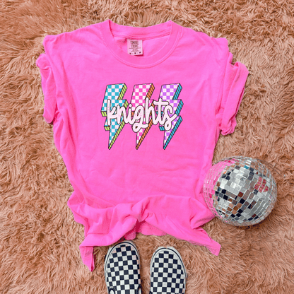 Neon Knights Checkered Bolt Graphic Tee