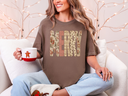 Merry Patchwork Graphic tee