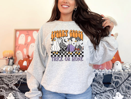 Spooky Goose Trick Or Honk Graphic Crew