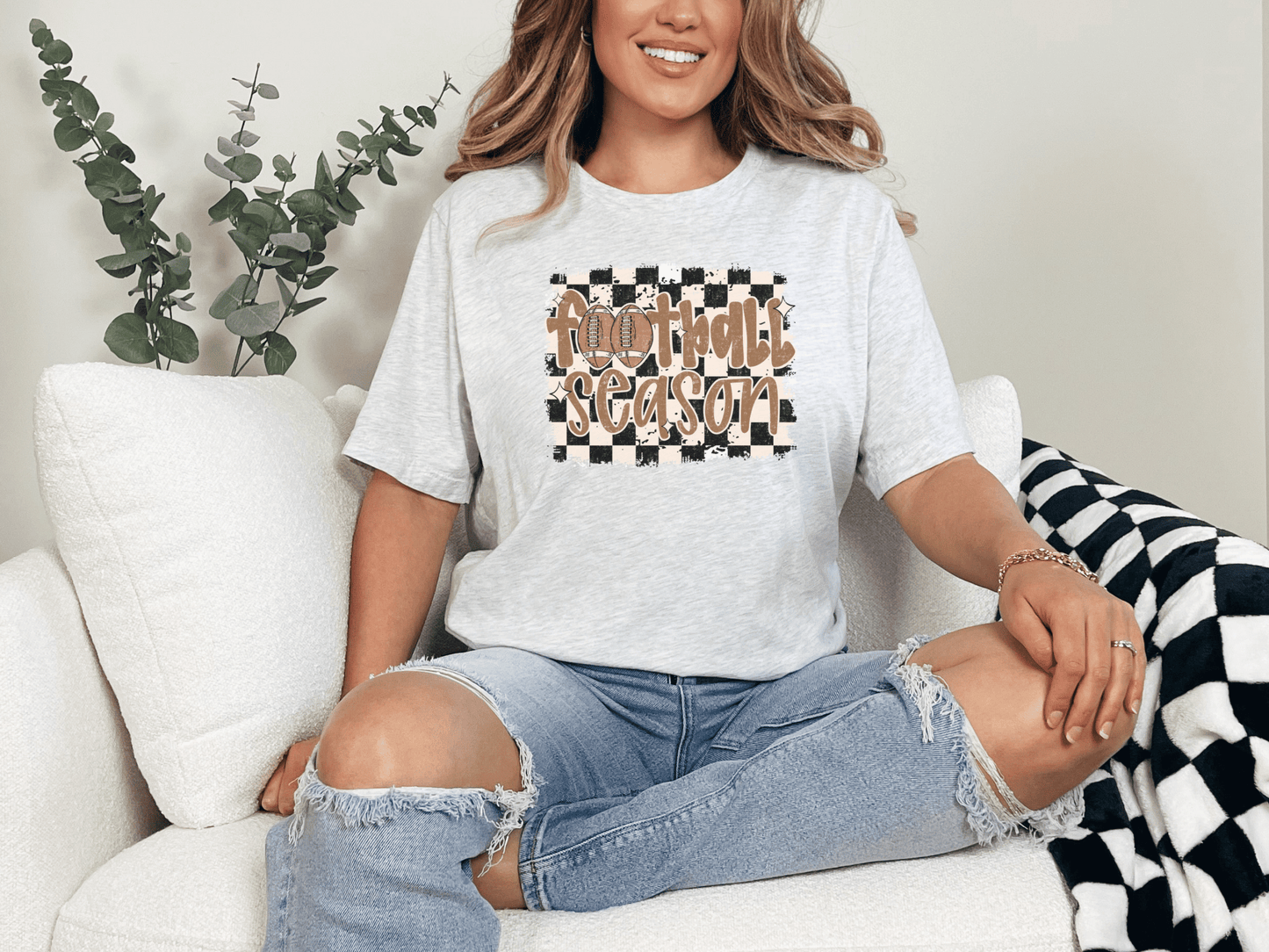 Football Season Checkerboard Graphic Tee