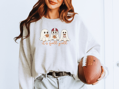 It's Fall Y'all Ghost Football Ash Graphic Sweatshirt