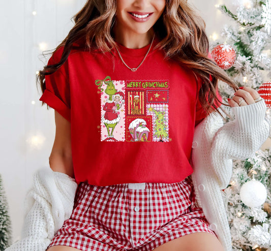Merry Grinchmas Patchwork Graphic Tee