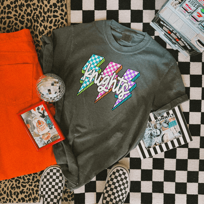 Neon Knights Checkered Bolt Graphic Tee